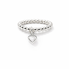 Load image into Gallery viewer, Open Heart Charm Beaded Stretch Ring
