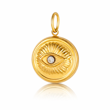 Load image into Gallery viewer, Gold Evil Eye charm with crystal eye
