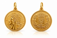 Load image into Gallery viewer, French Coin gold charm pendant

