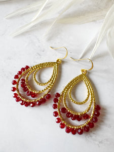 Ibiza teardrop double row beaded earrings