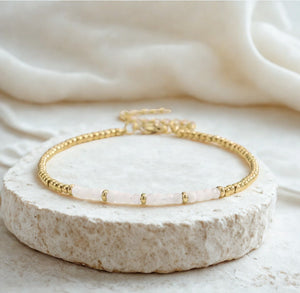 Delicate gemstone and gold stainless steel bracelets - various