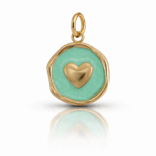 Load image into Gallery viewer, Irregular disc enamel heart charm - 2 colours
