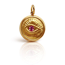 Load image into Gallery viewer, Gold Evil Eye charm with crystal eye
