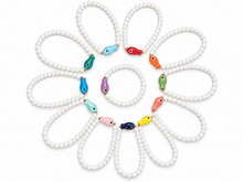 Load image into Gallery viewer, Ceramic Fish and White Glass Bracelet - 12 colours
