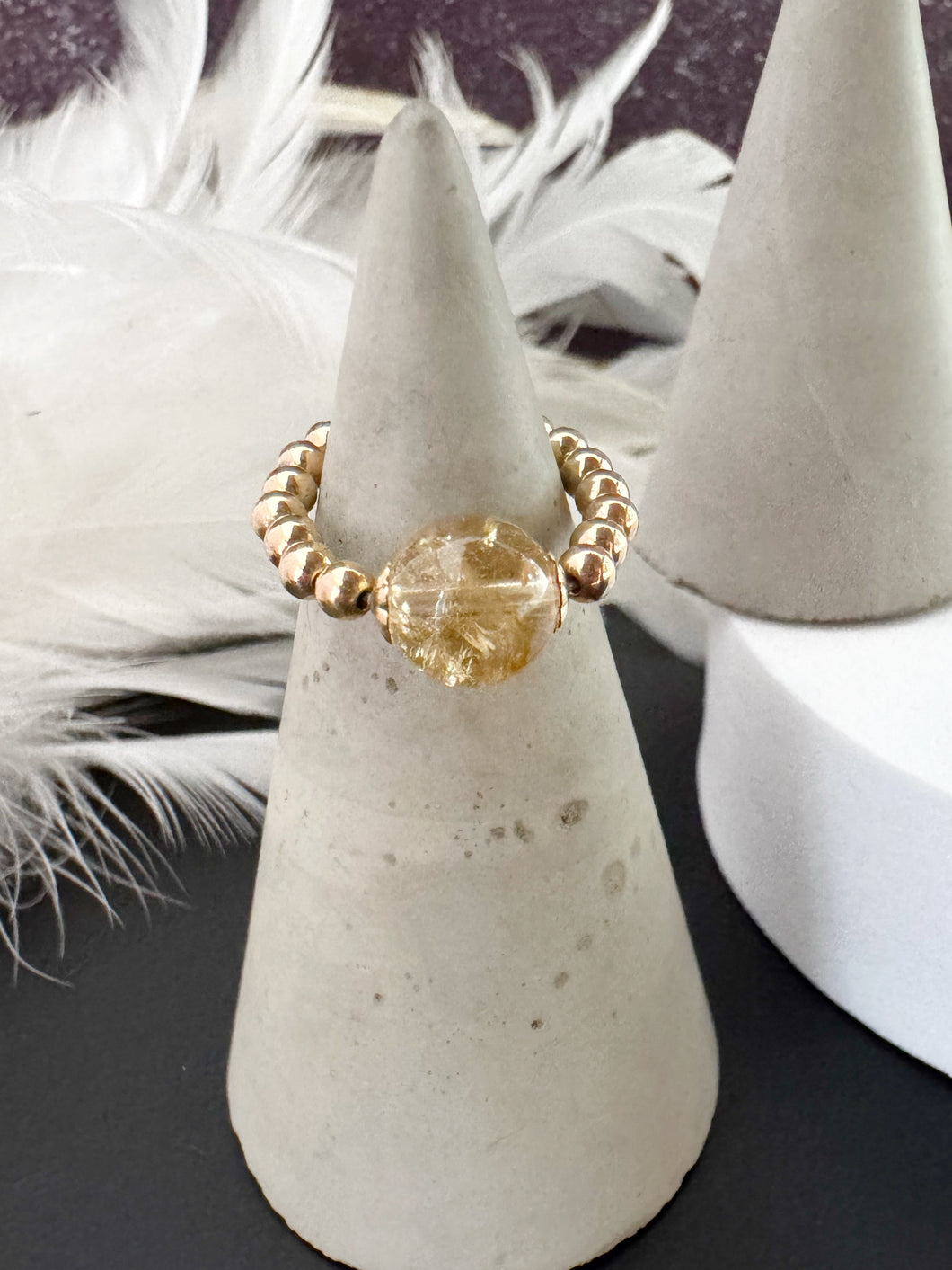 8mm Gemstone Beaded Stretch Ring - various