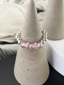 Cubic Zirconia Beaded Stretch Ring