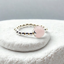 Load image into Gallery viewer, 8mm Gemstone Beaded Stretch Ring - various
