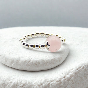 8mm Gemstone Beaded Stretch Ring - various