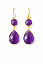 Load image into Gallery viewer, India Double gemstone drop earrings
