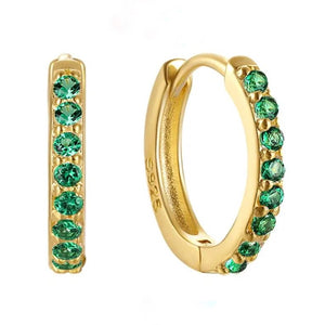 Crystal Coloured Stone Plain Huggie hoop earrings