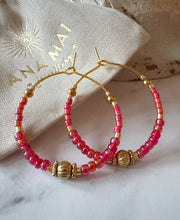 Load image into Gallery viewer, Miyuki Beaded Stainless Steel 30mm Hoop Earrings
