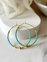 Load image into Gallery viewer, Miyuki Beaded Stainless Steel 40mm Hoop Earrings
