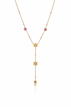 Load image into Gallery viewer, Crystal &amp; Flower Droplet Lariat Necklace
