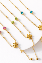 Load image into Gallery viewer, Crystal &amp; Flower Droplet Lariat Necklace
