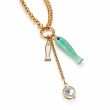 Load image into Gallery viewer, Fish and Crystal double row statement necklace
