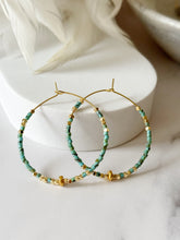Load image into Gallery viewer, Miyuki Beaded Stainless Steel 40mm Hoop Earrings
