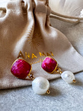Load image into Gallery viewer, Teardrop double gemstone earrings
