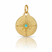 Load image into Gallery viewer, Gold Compass Charms with a crystal centre - 4 colours
