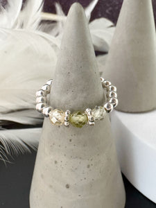 Cubic Zirconia Beaded Stretch Ring