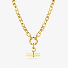 Load image into Gallery viewer, Super Chunky T Bar Gold Plated Stainless Steel necklace
