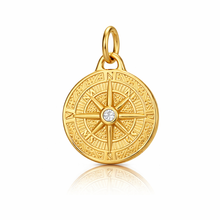 Load image into Gallery viewer, Gold Compass Charms with a crystal centre - 4 colours
