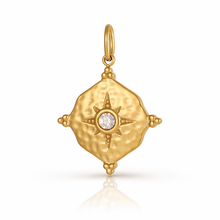 Load image into Gallery viewer, Gold Crystal Hammered disc charm - 2 colours
