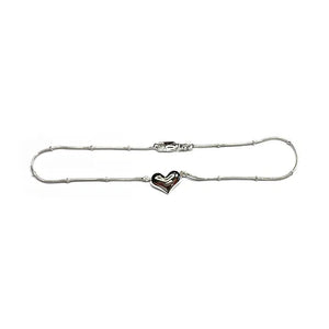 Sterling Silver Puff Heart Anklet