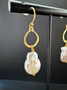 Baroque Freshwater Pearl organic circle pendant earrings