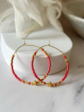 Load image into Gallery viewer, Miyuki Beaded Stainless Steel 40mm Hoop Earrings
