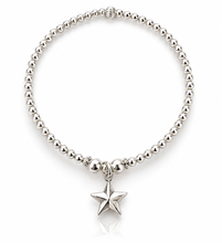 Load image into Gallery viewer, 3D Star charm Sterling Silver Beaded Bracelet
