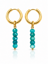 Load image into Gallery viewer, 5 gem charm Stainless Steel Huggie Hoop Earrings - 2 colours
