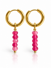 Load image into Gallery viewer, 5 gem charm Stainless Steel Huggie Hoop Earrings - 4 colours
