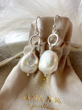 Load image into Gallery viewer, Baroque Freshwater Pearl circle pendant earrings
