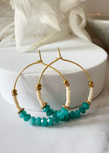 Load image into Gallery viewer, Colourful Agate and Miyuki Beaded Stainless Steel 30mm Hoop Earrings

