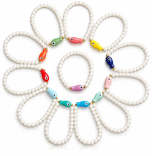 Load image into Gallery viewer, Ceramic Fish and White Glass Bracelet - 12 colours
