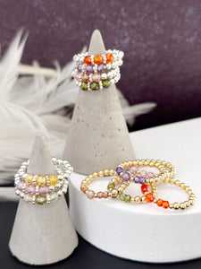 Cubic Zirconia Beaded Stretch Ring