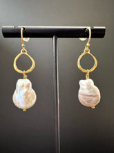 Load image into Gallery viewer, Baroque Freshwater Pearl organic circle pendant earrings
