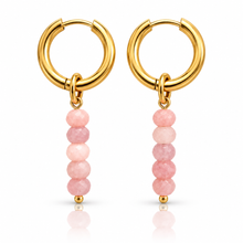 Load image into Gallery viewer, 5 gem charm Stainless Steel Huggie Hoop Earrings - 2 colours
