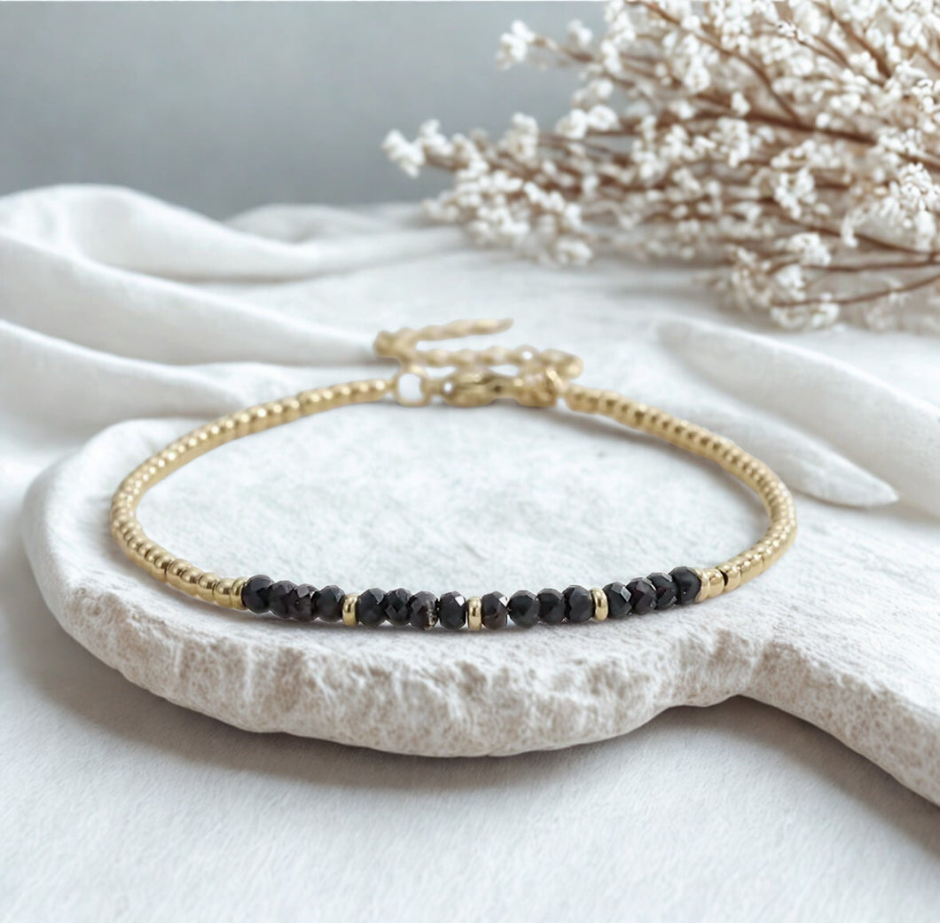 Delicate gemstone and gold stainless steel bracelets - various