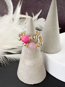 Glass Beaded Stretch Ring - various