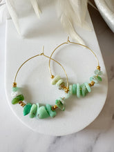 Load image into Gallery viewer, Gemstone Chip Beaded Stainless Steel 40mm Hoop Earrings
