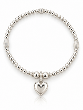 Load image into Gallery viewer, Sterling Silver Puff Heart Beaded Bracelet
