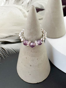 Cubic Zirconia Beaded Stretch Ring