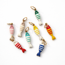Load image into Gallery viewer, Mini colourful stripy fish charm - 14 colours
