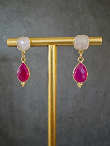 Teardrop double gemstone earrings