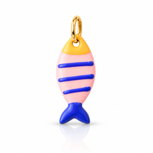 Load image into Gallery viewer, Large stripy ceramic fish charm pendants - colourful &amp; fun - 7 colours
