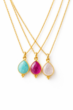 Load image into Gallery viewer, Dainty Teardrop Gemstone Pendant Gold Fill Necklace
