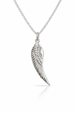 Load image into Gallery viewer, Sterling Silver Antiqued Angel Wing Pendant Necklace
