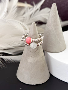 6mm Gemstone Beaded Stretch Ring - various