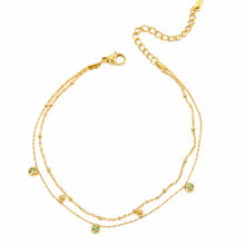 Load image into Gallery viewer, Crystal drop double row anklet
